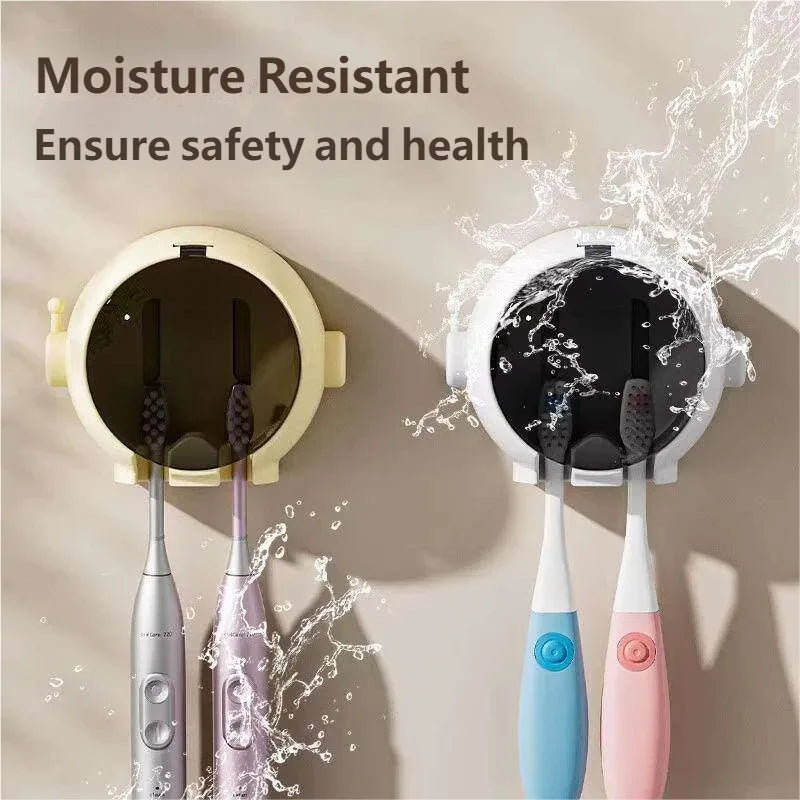 Punch-Free Toothbrush Holder Wall Mount Dustproof Electric Toothbrush Storage Rack Bathroom Hanging Organizer